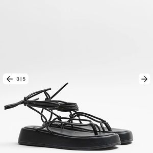 River island black strappy flatforms